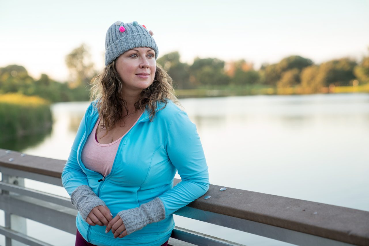 Woman on bridge