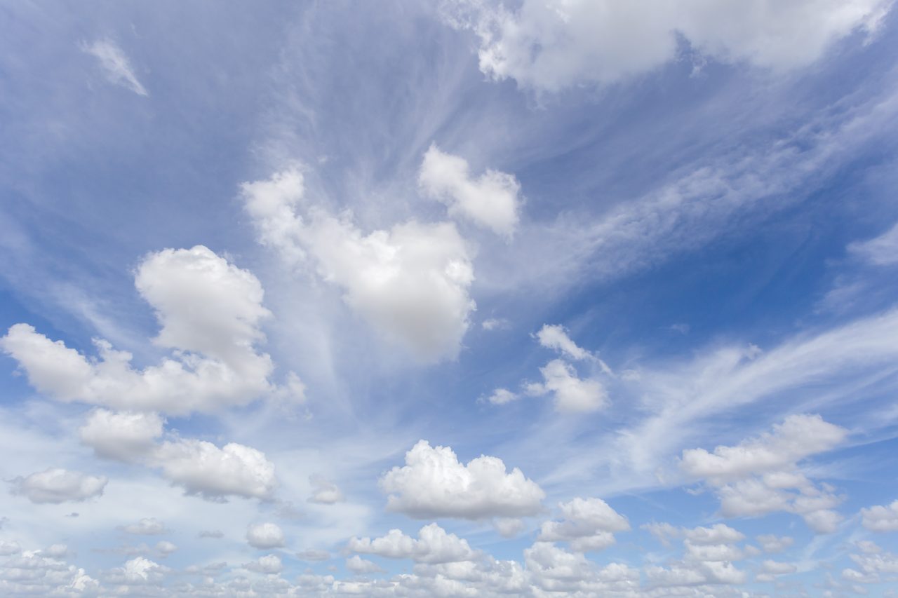 Blue sky with clouds background.