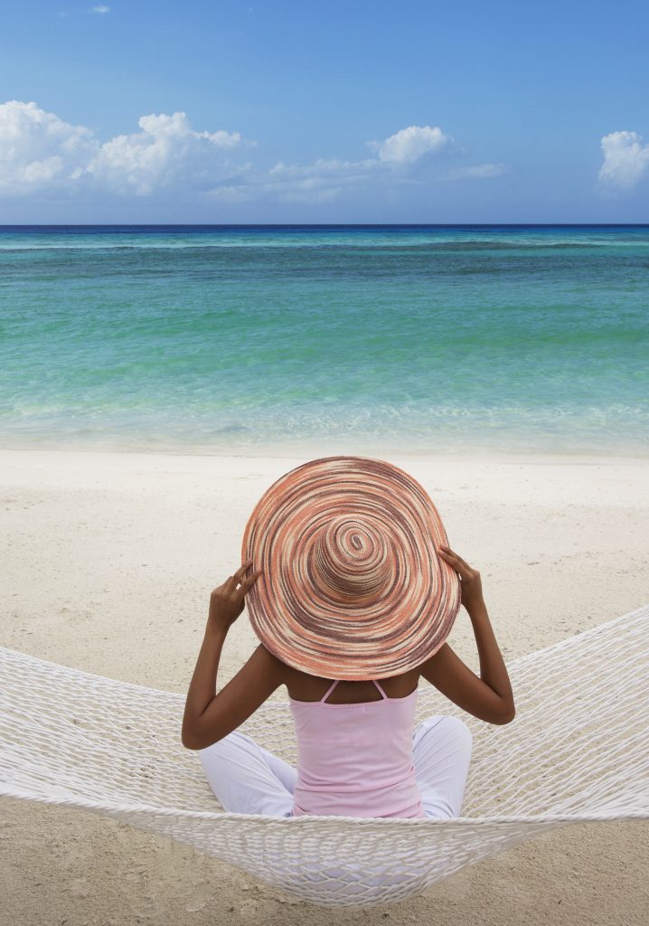 woman on a secluded beach